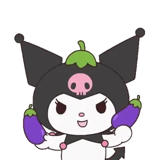 😊 Kuromi Kuromi, Sanrio, lindo, kawaii, personaje, berenjena telegram sticker