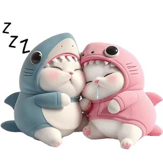😴 ZZZ kot, kotek, rekin, słodki, śpiący, zwierzę, kreskówka telegram sticker