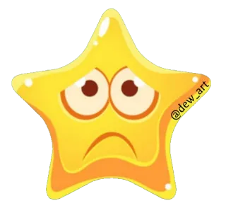 ⭐️ @dew_art 별, 슬픈, 만화, 이모티콘, 노란색, 만화 별 telegram sticker