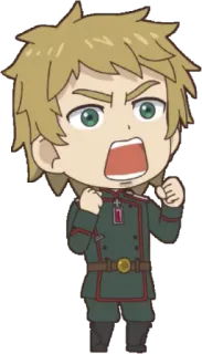 😱 Anime, Dibujos animados, Uniforme militar, Ira, Gritando telegram sticker