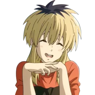 😊 Anime, Chica, Sonrisa, Feliz, Dibujo animado, Personaje whatsapp sticker