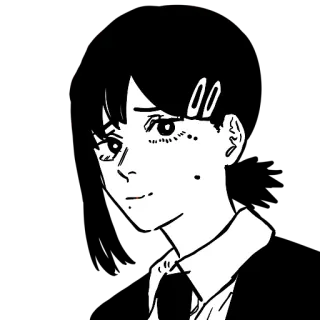 🙂 Kobeni Higashiyama Chainsaw Man 애니메이션, 만화, 코베니, 체인소 맨, 일본어, 캐릭터, 흑백 telegram sticker