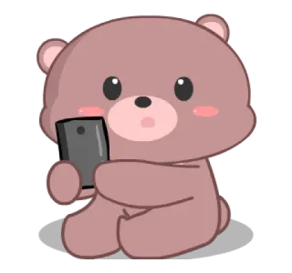 💗 oso, animal, dibujos animados, lindo, teléfono, selfie telegram sticker