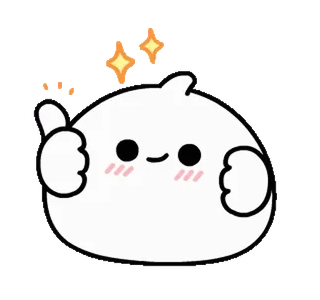 👍 carino, positivo, cartone animato, blob, pollice in su, brillantini telegram sticker