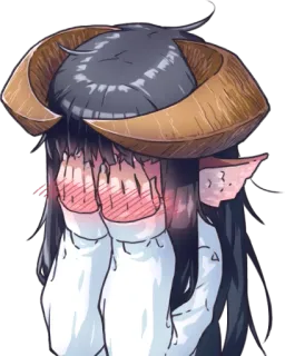 😳 アニメ, かわいい, 恥ずかしい, 女の子, 角, 恥ずかしがり屋 telegram sticker