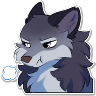 😑 wolf, angry, cartoon, animal, emote telegram sticker