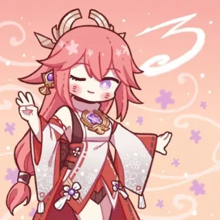 ✌ Yae Miko Genshin Impact 动漫, 游戏, 可爱, 可爱, 角色, 同人 telegram sticker