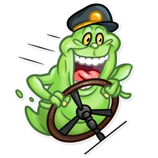 🚗 Slimer Ghostbusters Slimer, Os Caça-Fantasmas, fantasma, desenho animado, dirigindo, filme, personagem telegram sticker