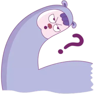 🤔 dibujo animado, signo de interrogación, personaje, pegatina, morado, confundido telegram sticker
