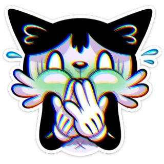 🤢 стикер, кот, мультфильм, аниме, плачущий, грустный, каваий, милый telegram sticker