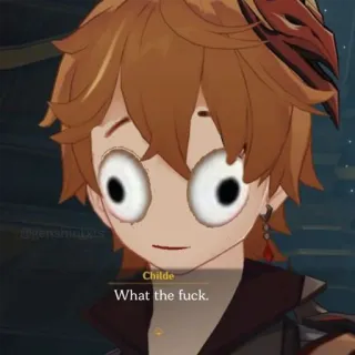 😳 Childe Genshin Impact What the fuck. childe, genshin impact, videojuego, impactado, insultando telegram sticker
