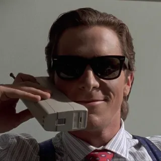 📞 Patrick Bateman American Psycho Yuppie, Serienmörder, Geschäftsmann, 80er, Sonnenbrille, Telefon whatsapp sticker
