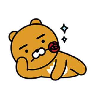 😉 Ryan urso, desenho animado, fofo, sonolento, relaxante, Ryan, Kakao Friends telegram sticker