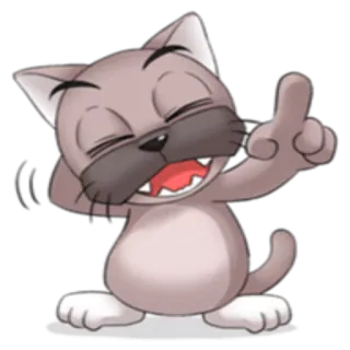 ☝ 猫, 漫画, 動物, ジェスチャー, 中指, 不快 telegram sticker