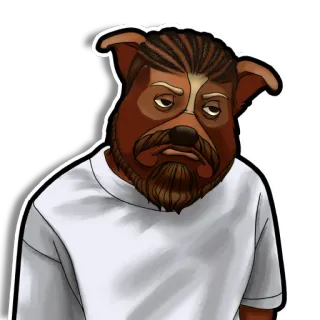 😒 dog, animal, anthropomorphic, humanoid, cartoon telegram sticker