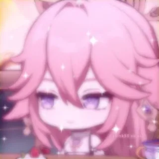 🥞 Yae Miko Genshin Impact 动漫, 可爱, 粉色, 原神, 八重神子, Q版 telegram sticker