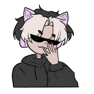 😎 Anime, Orejas de gato, Gafas de sol, Dibujos animados, Personaje, Lindo whatsapp sticker
