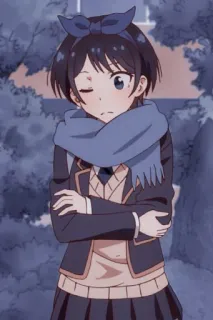 😒 anime, girl, cartoon, winter, cold telegram sticker