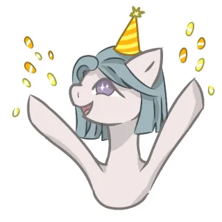 🥳 pony, feest, verjaardag, party, hoed, confetti, cartoon telegram sticker