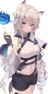 😍 Anime, Fille, Mignon, Renard, Kemonomimi, Personnage, Illustration telegram sticker