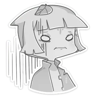 😶 Cartone animato, Personaggio, Adesivo, Grigio, Scioccato, Impaurito whatsapp sticker