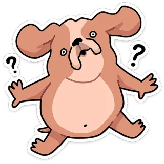 🤨 chien, point d'interrogation, dessin animé, autocollant, confus, animal de compagnie telegram sticker