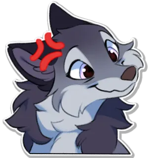 🙂 wolf, angry, furry, cartoon telegram sticker