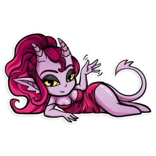 👋 demonio, fantasía, cuernos, dibujos animados, morado, diablo, anime telegram sticker