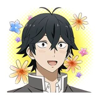 ✨ anime, glimlachend, bloemen, blij, cartoon, personage telegram sticker