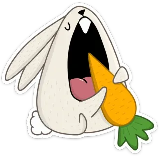 🥕 królik, marchewka, zwierzę, kreskówka, naklejka telegram sticker