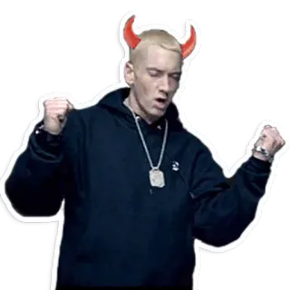 😈 Eminem rapper, devil, horns, music, eminem telegram sticker