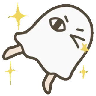 🫥 ghost, cute, sparkle, kawaii, cartoon, illustration, popsicle whatsapp sticker