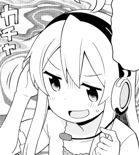 😏 カチカチ anime, manga, girl, headset, kawaii whatsapp sticker