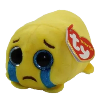 😭 emoji, triste, piangere, giocattolo, peluche, giallo, lacrime, peluche, pouf telegram sticker