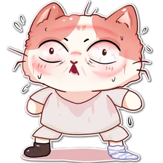 😤 mèo, sợ hãi, hoạt hình, động vật, đổ mồ hôi, căng thẳng whatsapp sticker