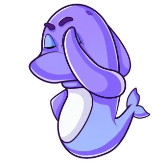 🤦‍♂️ dauphin, dessin animé, mignon, animal, autocollant, violet telegram sticker
