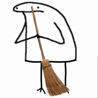 🧹 FlorkofCows flork, florkofcows, streepjesfiguur, bezem, schoonmaken, meme, cartoon, simpel telegram sticker