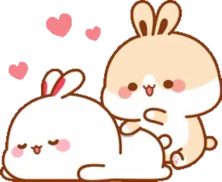 🐰 bunny, cute, kawaii, rabbit, hearts, animal telegram sticker