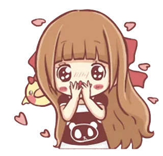 😱 süß, Cartoon, Mädchen, Chibi, kawaii, Anime, Herzen, Sticker telegram sticker