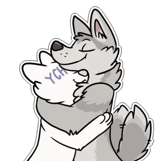 🤗 YCH wolf, knuffelen, schattig, vriendelijk, dier telegram sticker