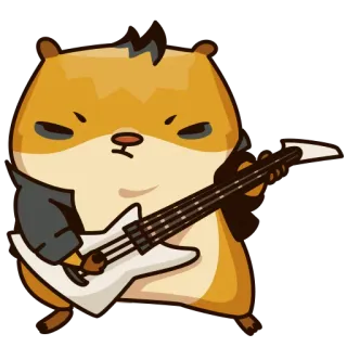 🎸 hamster, gitarre, musik, tier, süß, cartoon telegram sticker