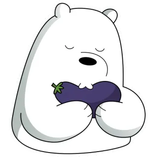 😚 Ice Bear We Bare Bears dibujos animados, oso, animal, berenjena, lindo telegram sticker