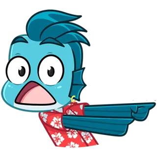 🐟 cartone animato, pesce, indicare, camicia hawaiana, personaggio telegram sticker