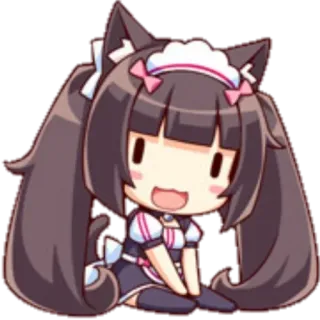 😃 Chocola Nekopara Anime, Catgirl, Chibi, Maid, Kawaii telegram sticker