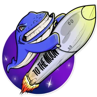 🚀 TO THE MOON foguete, lua, baleia, criptomoeda, investimento, meme telegram sticker
