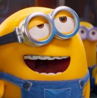 😏 Minion Despicable Me minion, cartoon, glasses, yellow, character, despicable me telegram sticker
