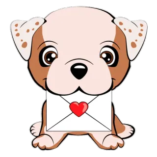 ✉️ 犬, 子犬, 愛, ハート, 封筒, バレンタイン, 動物, かわいい telegram sticker