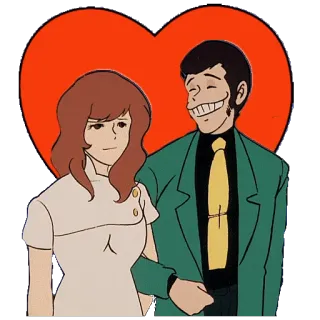 ❤ Lupin III Lupin the 3rd Lupin der 3., Anime, Paar, Liebe, Herz, Cartoon telegram sticker