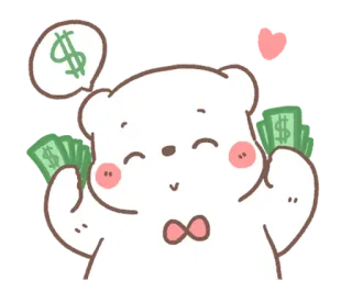 💬 dinheiro, urso, desenho animado, riqueza, dólar, fofo, feliz telegram sticker