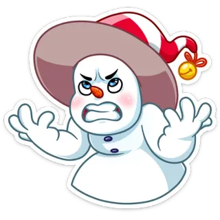 😠 muñeco de nieve, enojado, dibujos animados, invierno, nieve, emoji whatsapp sticker
